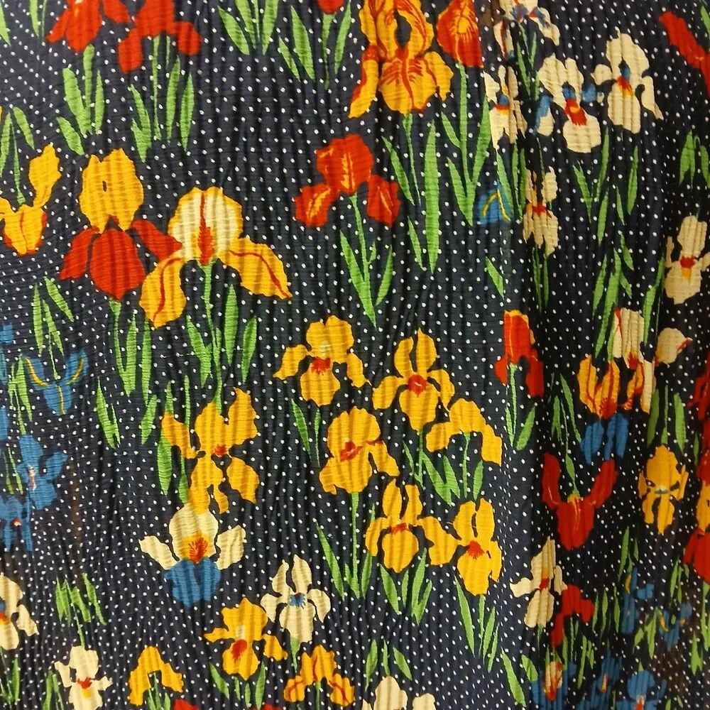 Tory Burch Multicolor Livia Iris Garden Shirtdress Blue Floral Ruffle Size 2